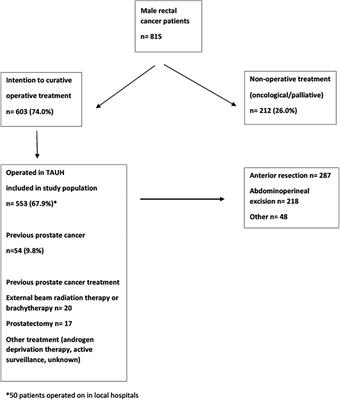 Surgical and oncological results after rectal resections with or without previous treatment for prostate cancer